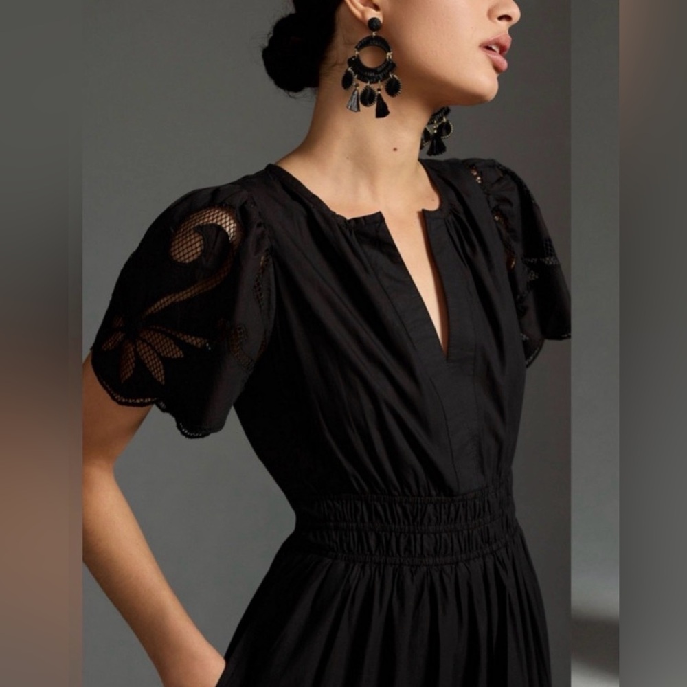 Anthropologie Somerset Maxi Cutwork Edition Black Sz: XXS NWT - Picture 3 of 9